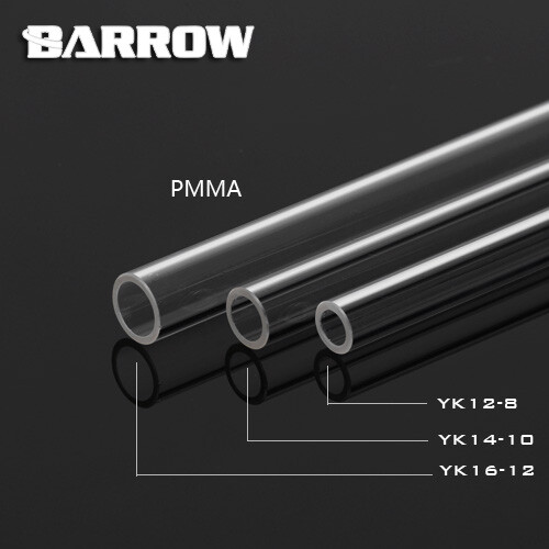 Barrow Acrylic Tubing 8mm ID, 12mm OD, 500mm Length Clear 4 Pack High-Grade
