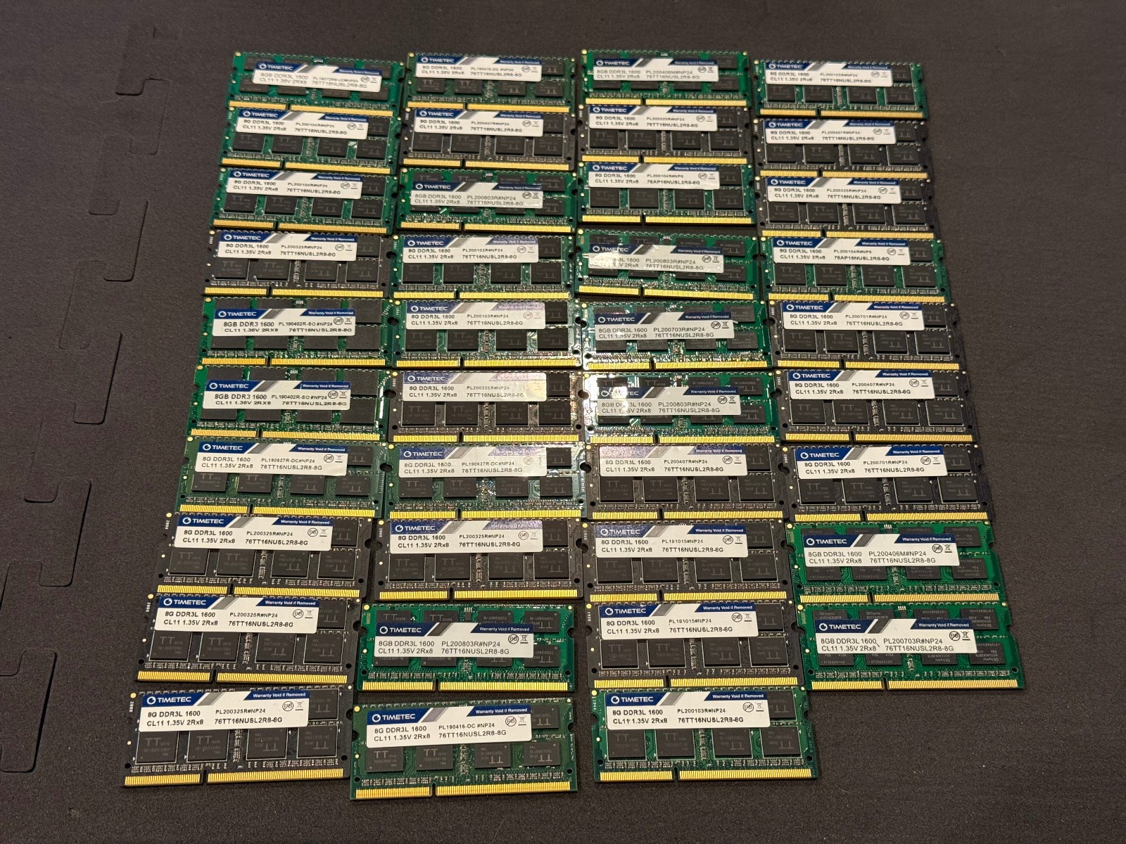 LOT (39 Pieces) Timetec 8GB DDR3L 1600mhz Sodimm Kit Laptop RAM Memory