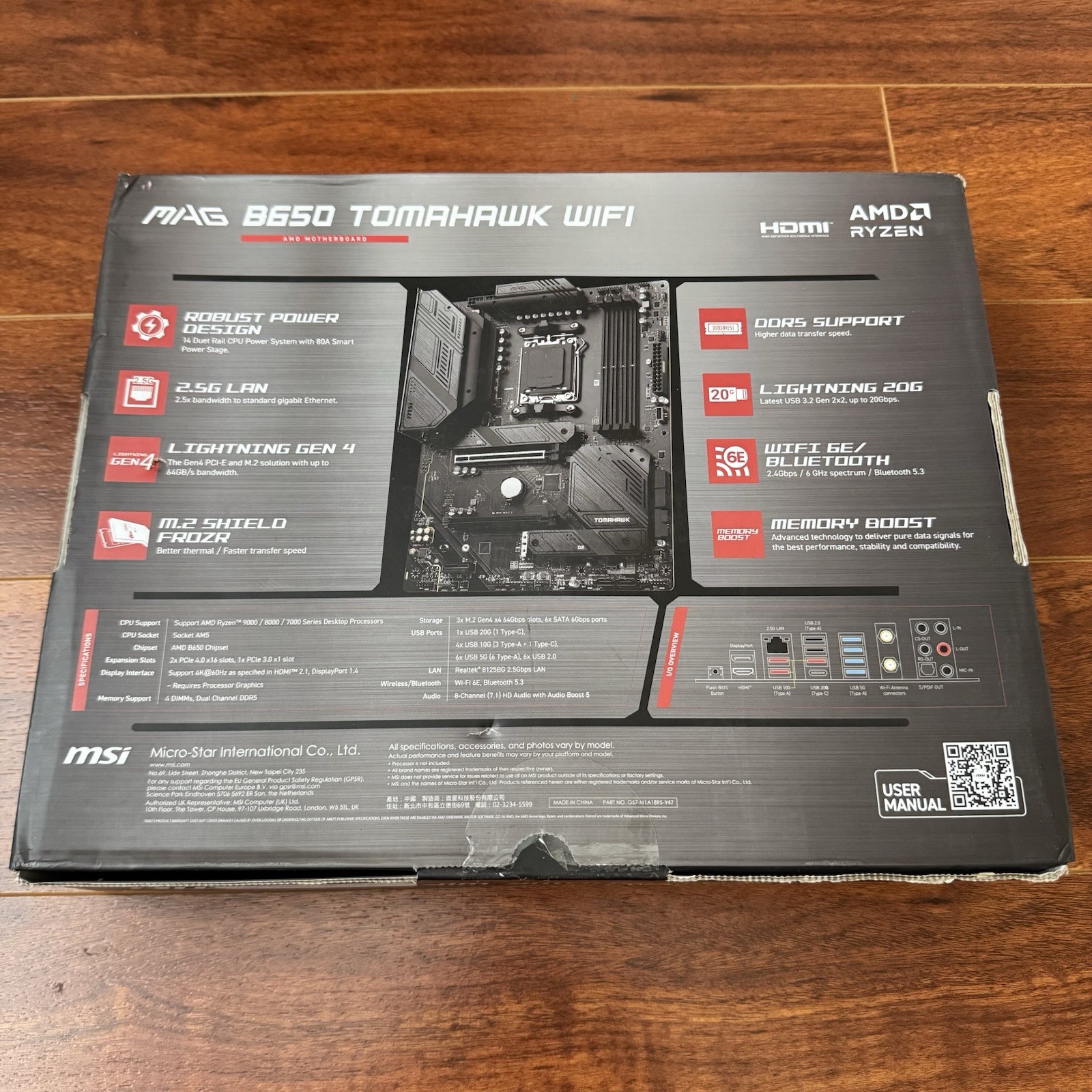 MSI MAG B650 Tomahawk WiFi ATX AMD Socket AM5 DDR5 SDRAM Motherboard Open Box