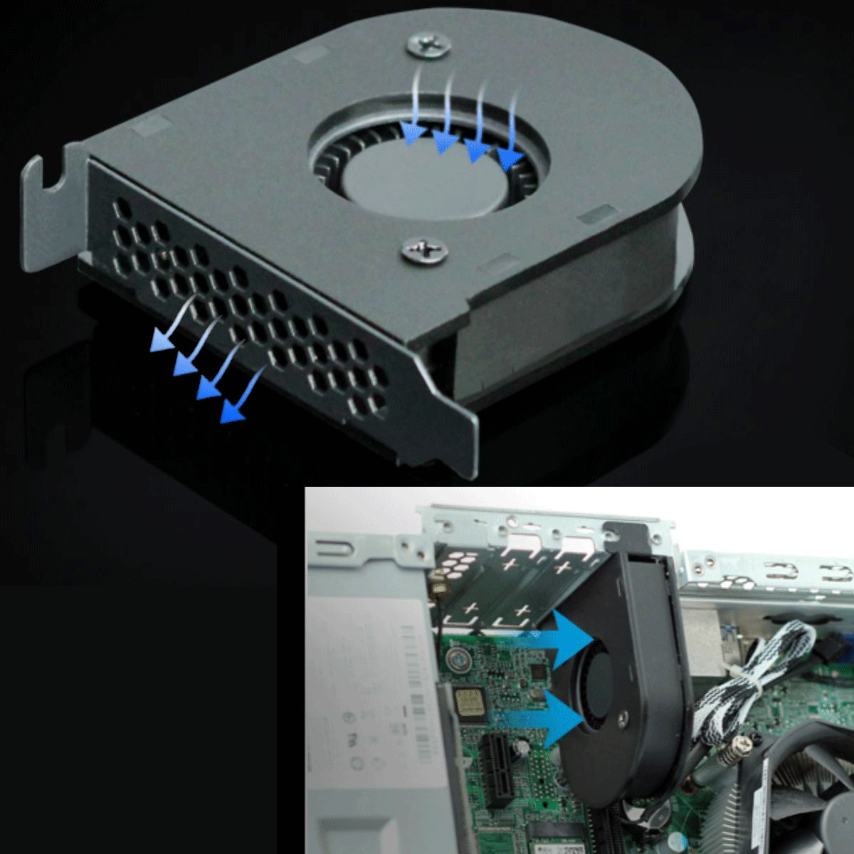 Low Profile PC Internal Fan PCIe GPU Air Exhaust Cooler 3pin 4pin Power 3000rpm