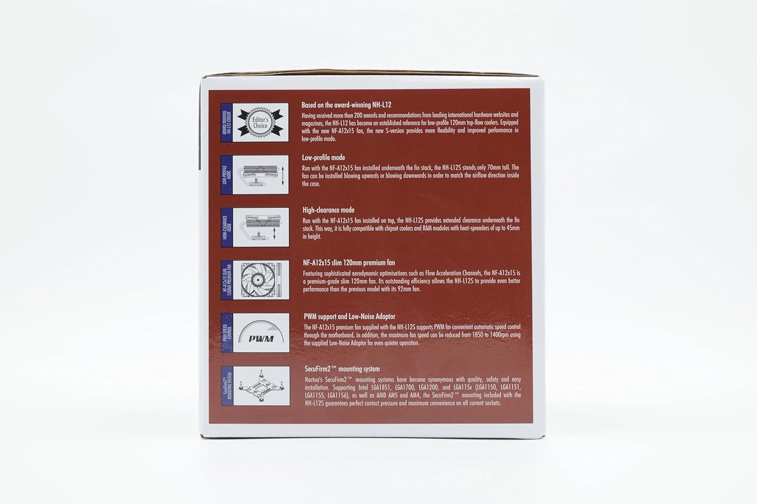 Noctua NH-L12S, Premium Low Profile CPU Cooler with Quiet 120Mm PWM Fan (Brown)