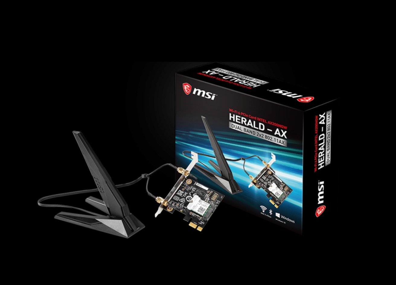 MSI MS-B905C / Herald-AX Wi-Fi 6 PCIe Adapter – Intel AX200NGW High-Gain Antenna