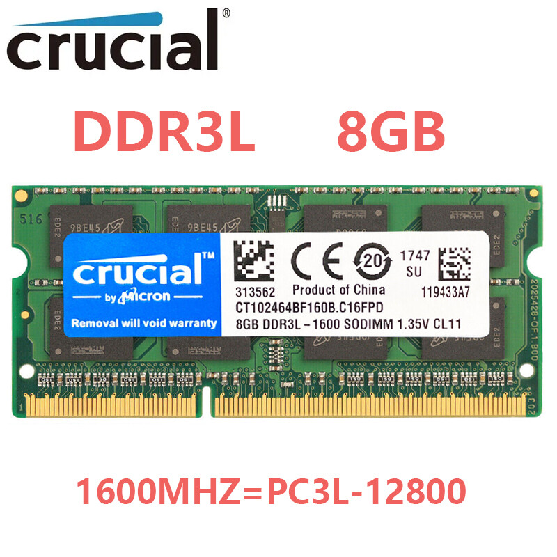 Crucial 8GB DDR3L 1600MHz PC3L-12800 204-Pin Sodimm memory LAPTOP RAM LOT DDR3L