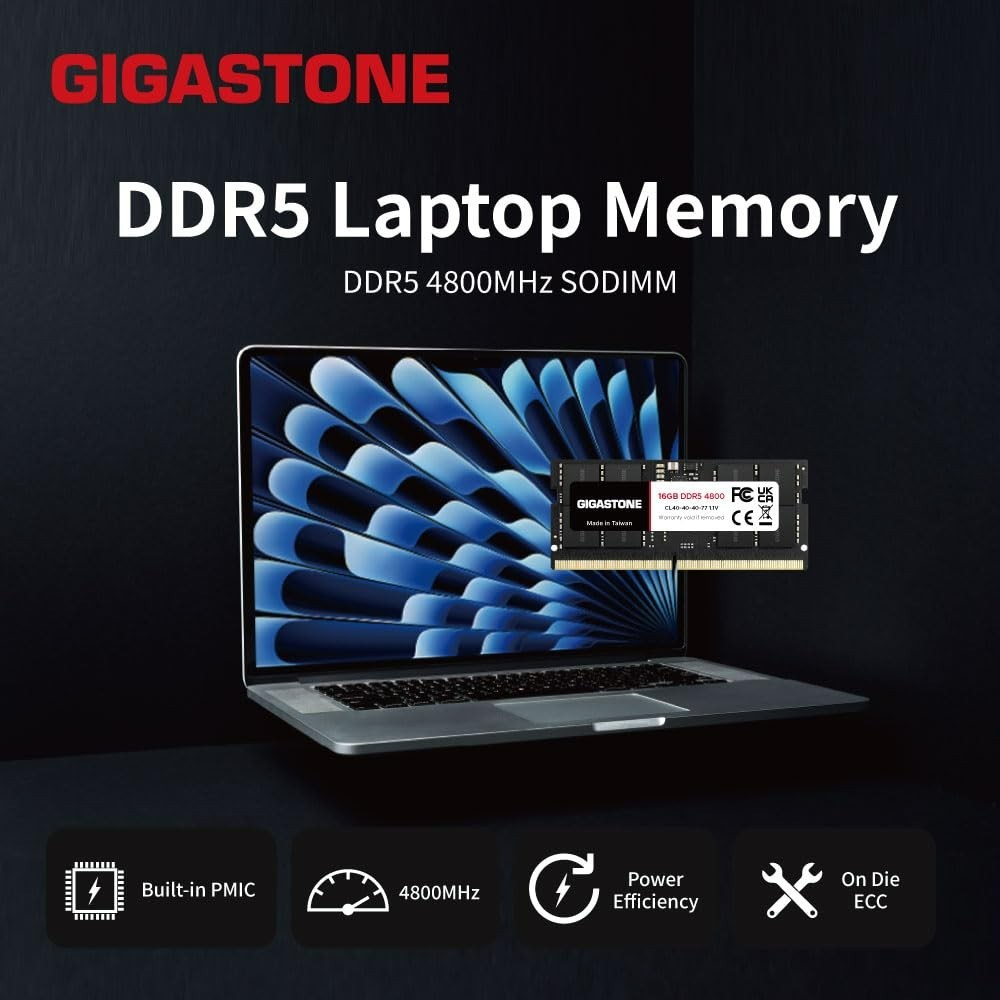 [DDR5 RAM] GIGASTONE 64GB Kit (4x16GB) DDR5 4800MHz PC5-38400 CL 40-40-40-77 1.1