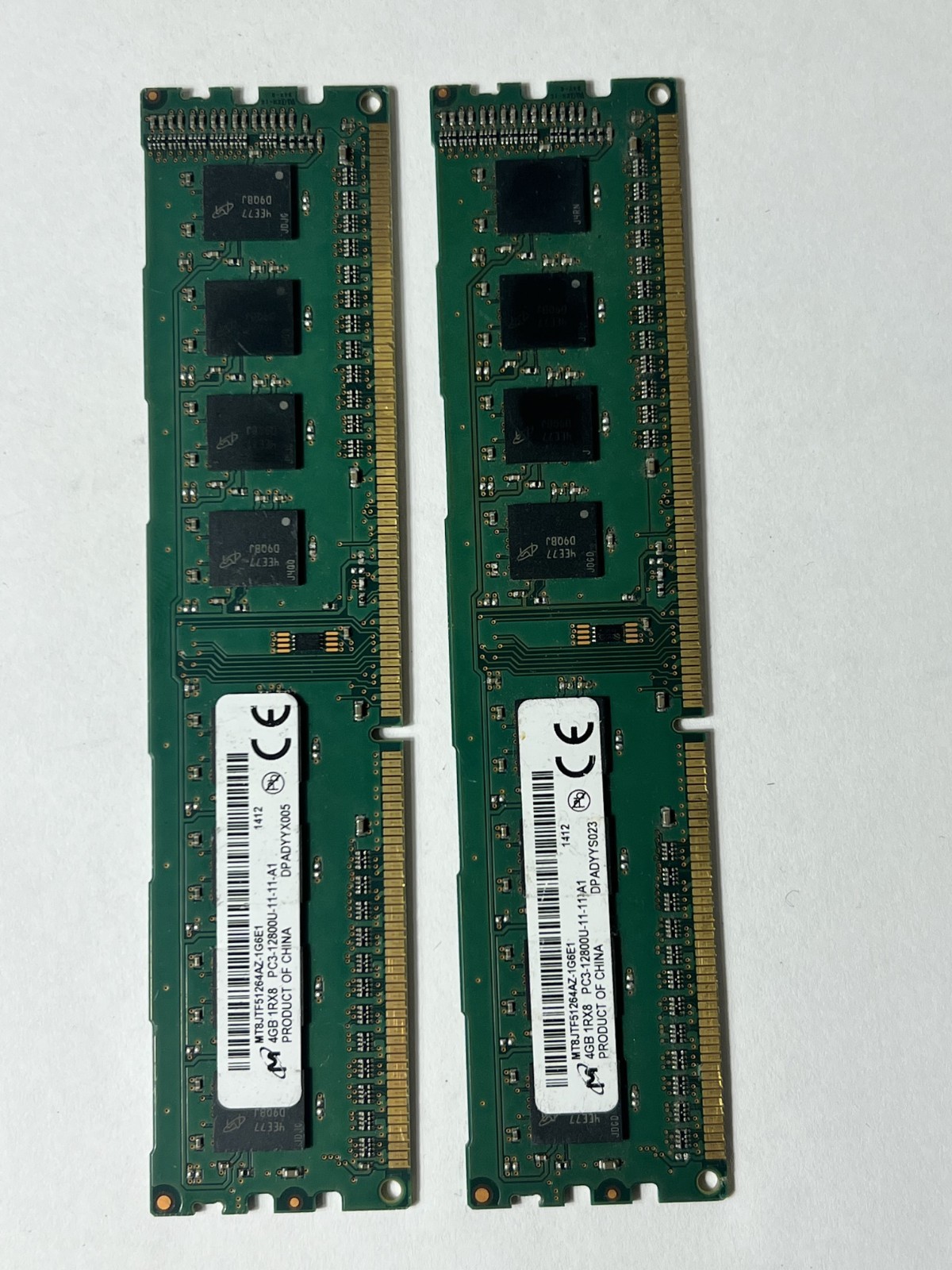 Micron 8GB (2x4GB) DDR3 RAM Kit – MT8JTF51264AZ-1G6E1 – PC3-12800U 1Rx8 1600MHz