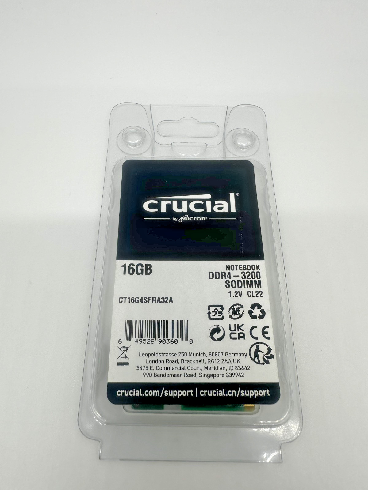 Crucial 16GB DDR4 Notebook SO-DIMM 260-Pin 3200MHz 1.2V PC4-25600 Laptop Memory