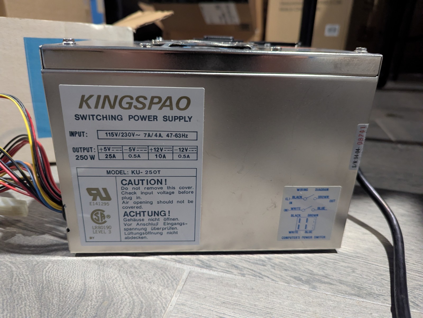 KINGSPAO KP-250T Switching Power Supply 250W 115/230v Power Tested