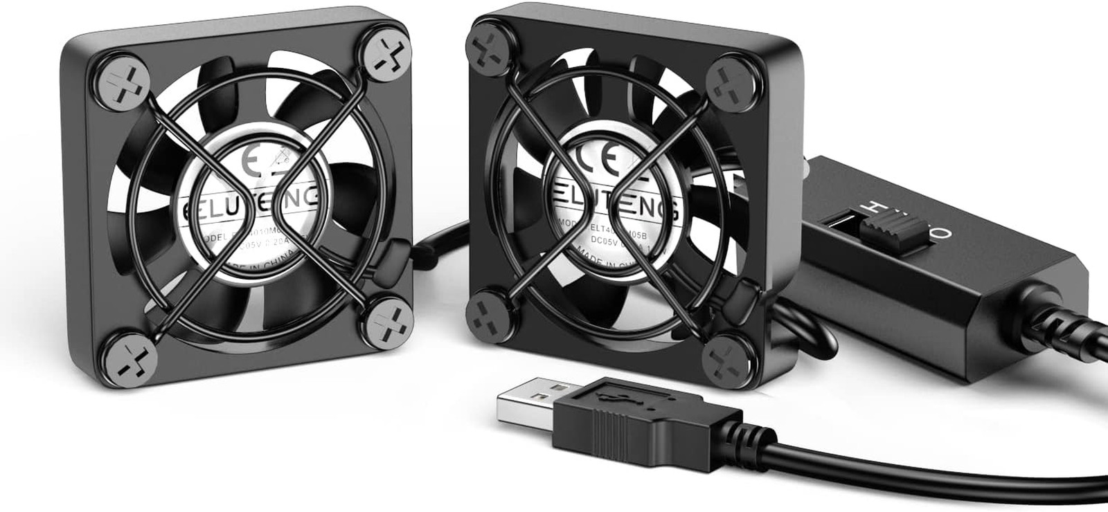 Dual 40mm USB Fan with 3 Speeds Adjustable 5V PC Fan Max 5500RPM 40mm* 40mm*25mm