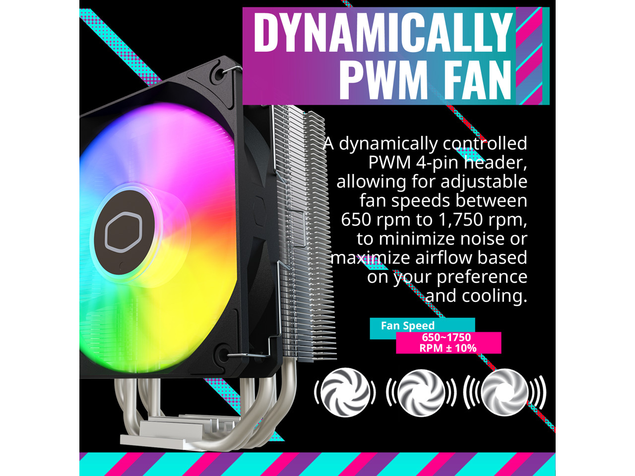 Cooler Master Hyper 212 Spectrum V3 CPU Air Cooler, ARGB Sync, 120mm PWM Fan, 4