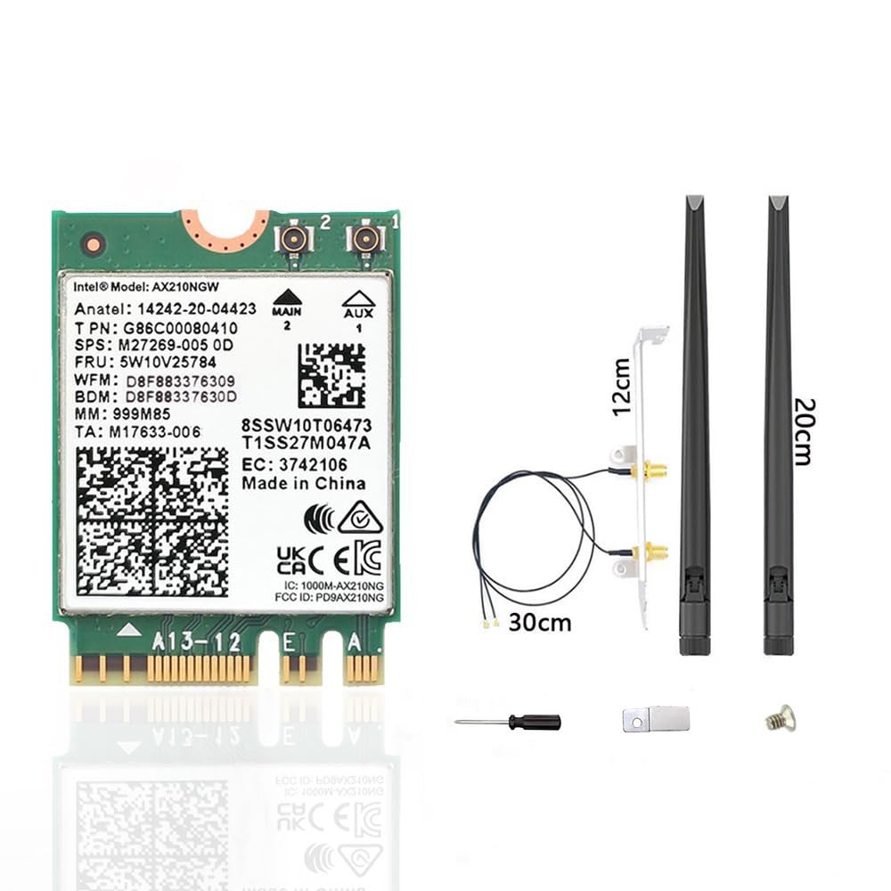 WiFi 6E AX210 NGW Wireless Card, Expand to Tri-Band 6GHz/5GHz/2.4GHz M.2…