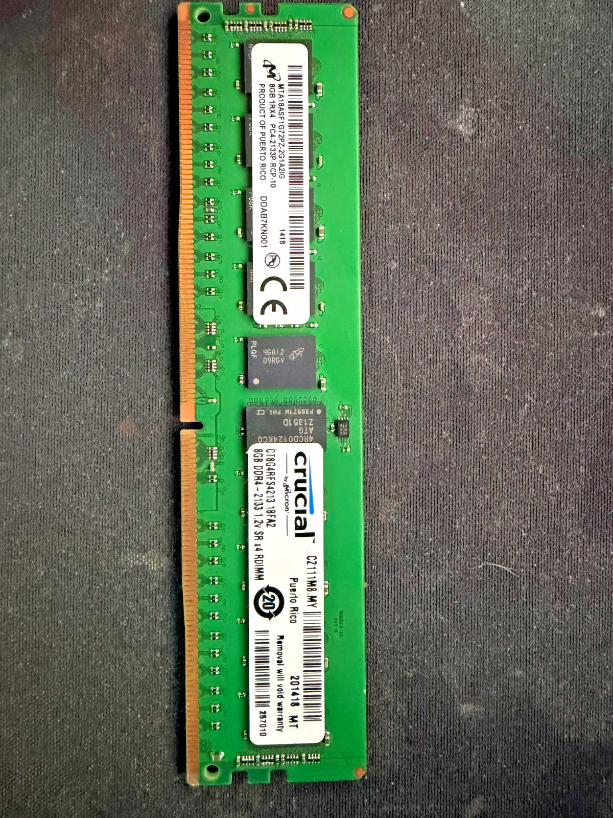 Micron 8GB DDR4-2133 PC4-2133 ECC UDIMM Desktop RAM CT8G4RFS4213.18FA2