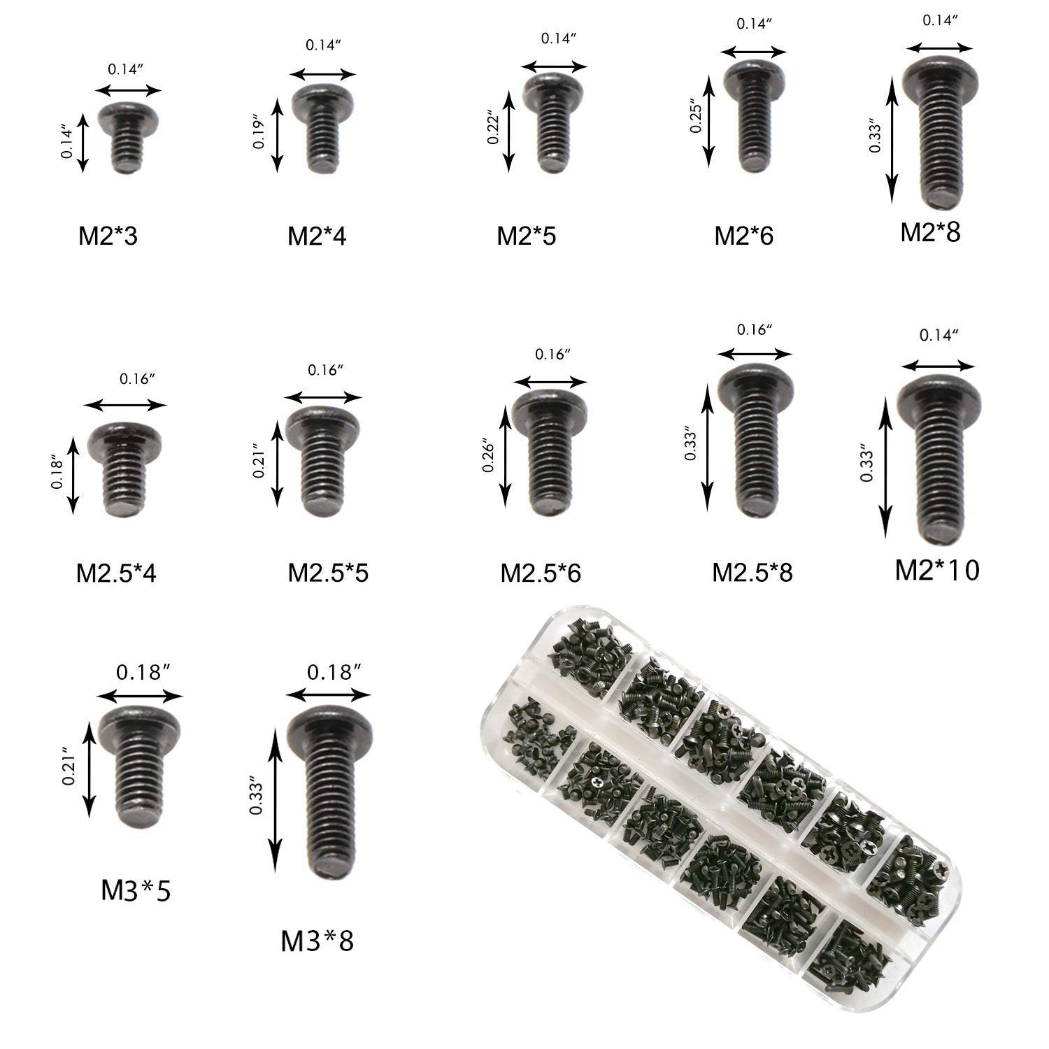 Easycargo 240pcs 12 Sizes Laptop Screws Kit, Notebook Computer Replacement Screw