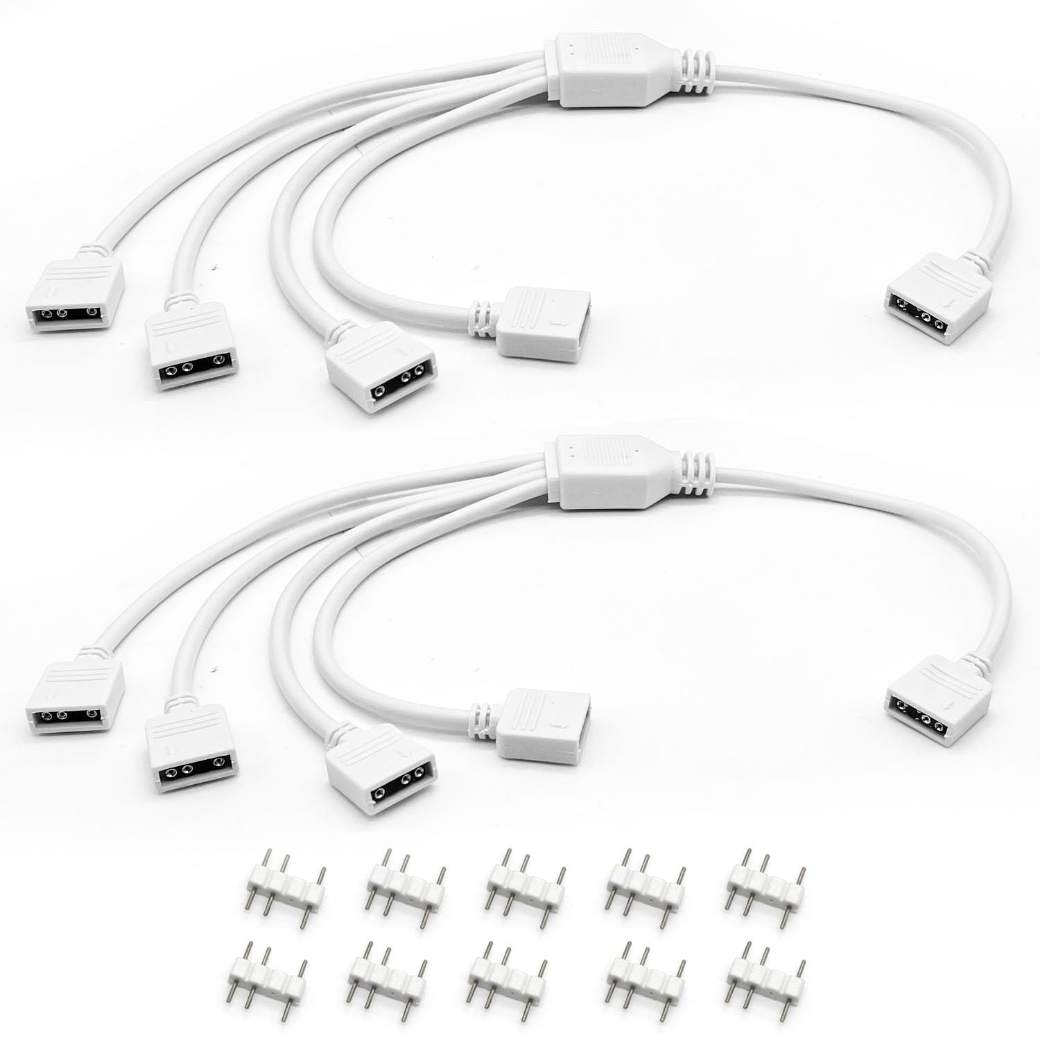 White ARGB Splitter Cable, 5V 3-Pin Addressable RGB 1-to-4 Y Splitter for Com…