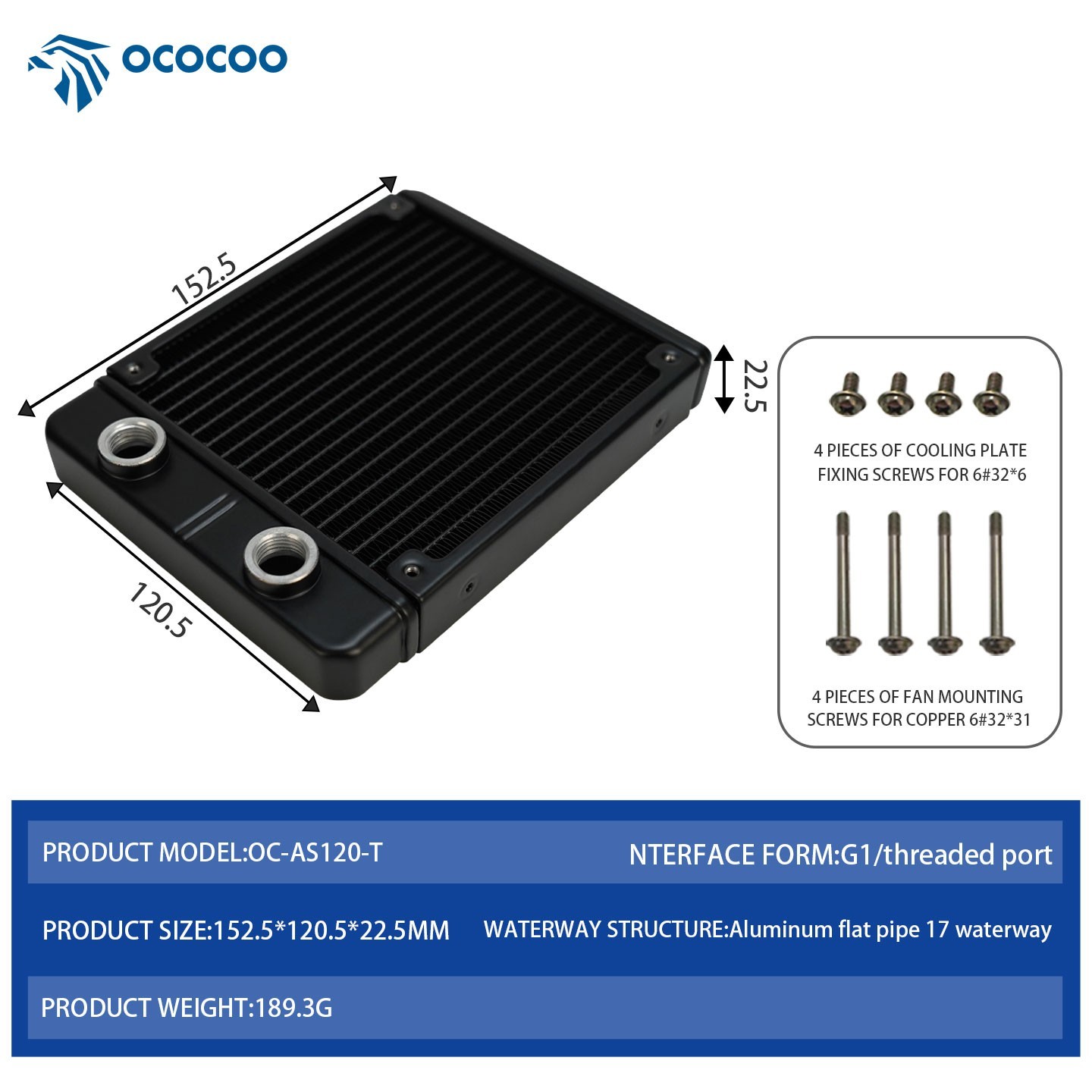 OCOCOO 120mm 240mm Ultra-thin Radiator 22.5mm Slim Water Cooling SFF ITX G1/4