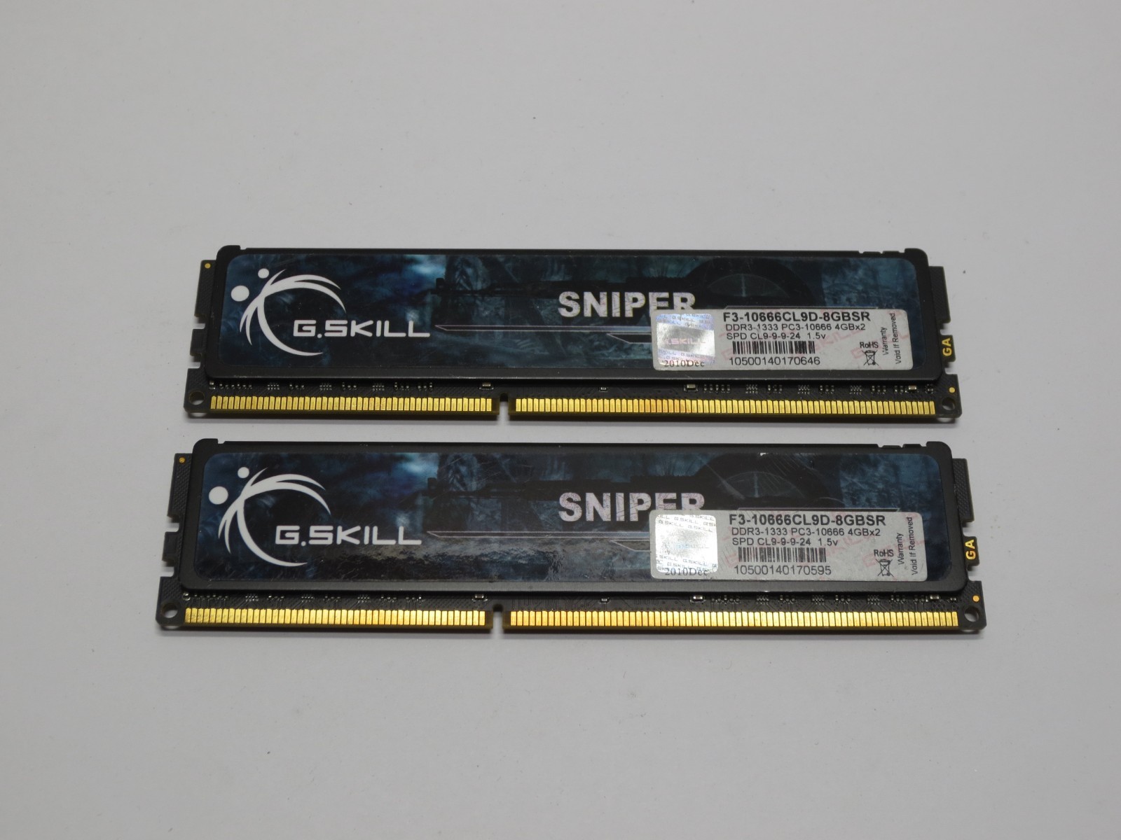 G.SKILL Sniper 8GB (2x4GB) PC3-10666 DDR3 Desktop Memory RAM, F3-10666CL9D-8GBSR