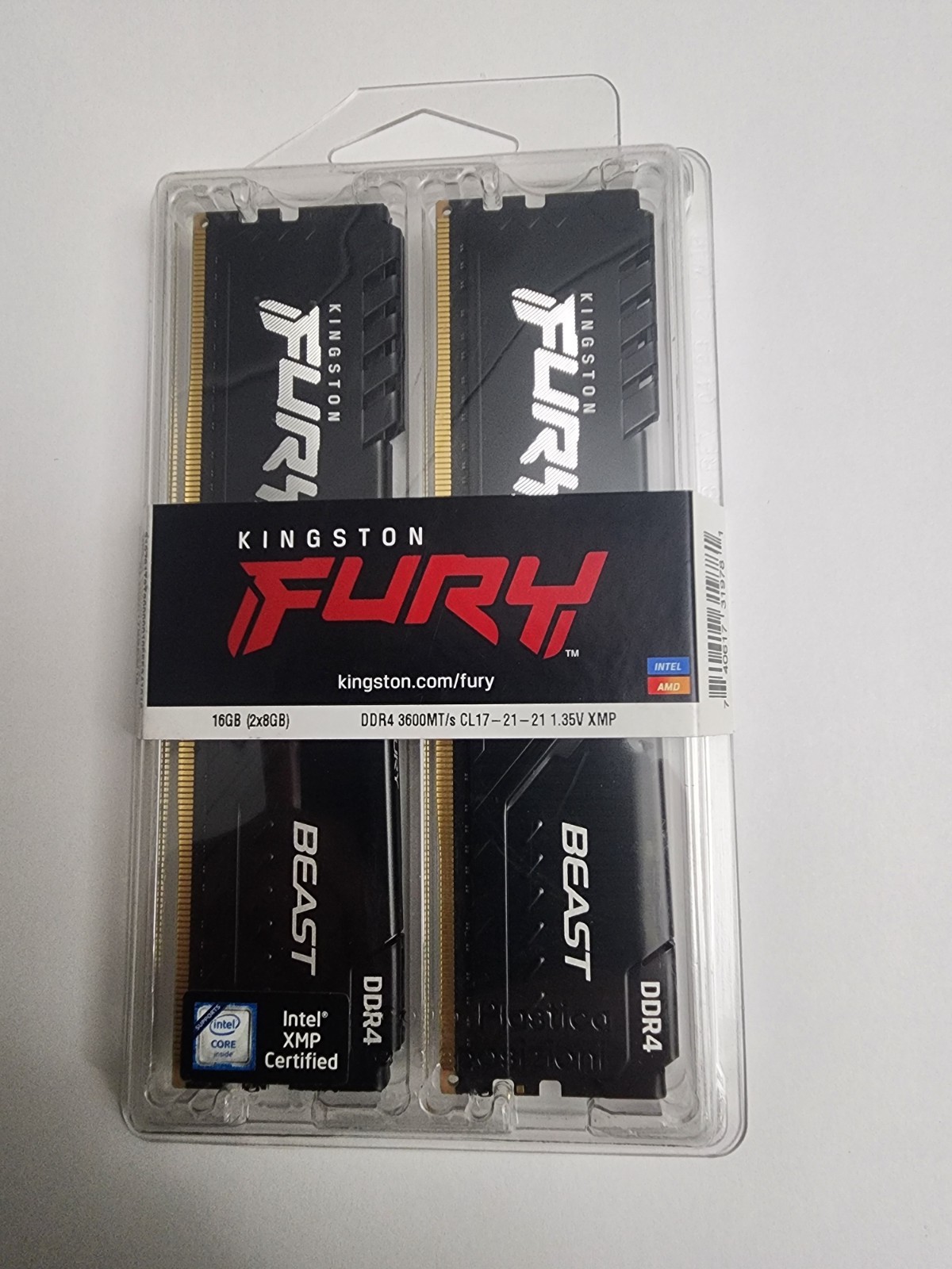 Kingston FURY Beast 16GB (2 x 8GB) – (DDR4-3600) UDIMM Memory – New Sealed