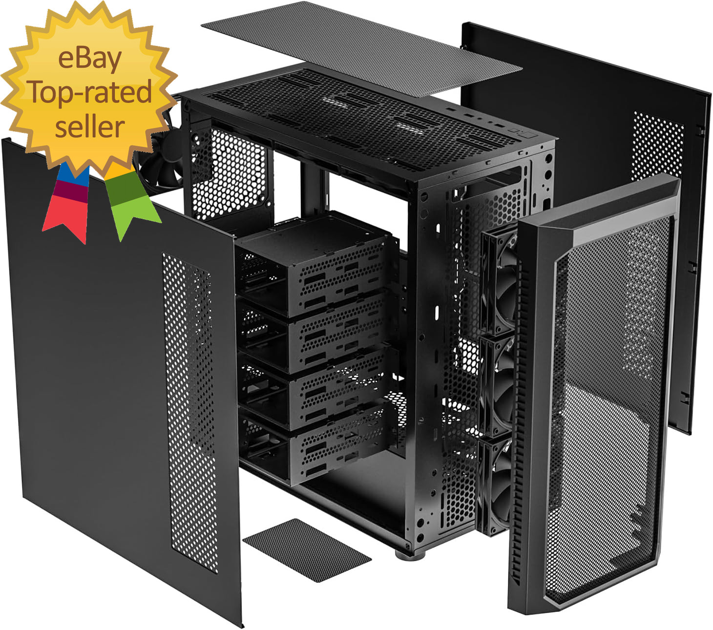 Classico Max Storage Master E-ATX Computer Case with 4X120Mm Black Fan 10 X3.5
