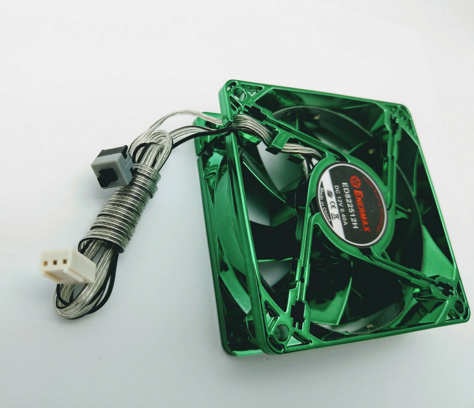 NEW Enermax 80mm x 25mm Green 3pin LED Smart Case Cooling Fan + Thermal Control