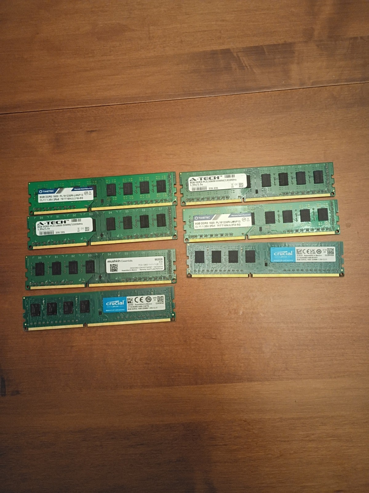 7x 8gb ddr3 Desktop Ram lot mixed speeds Crucial, Mushkin etc