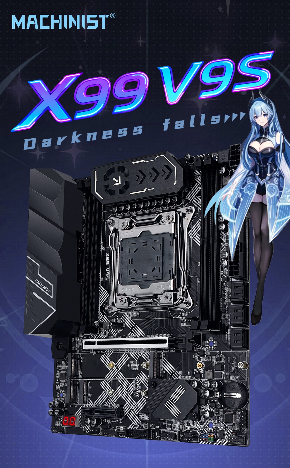 X99 V9S LGA 2011-3 Motherboard DDR4 with PCIe 3.0 SATA 3.0 TPM 2.0 M.2 slot