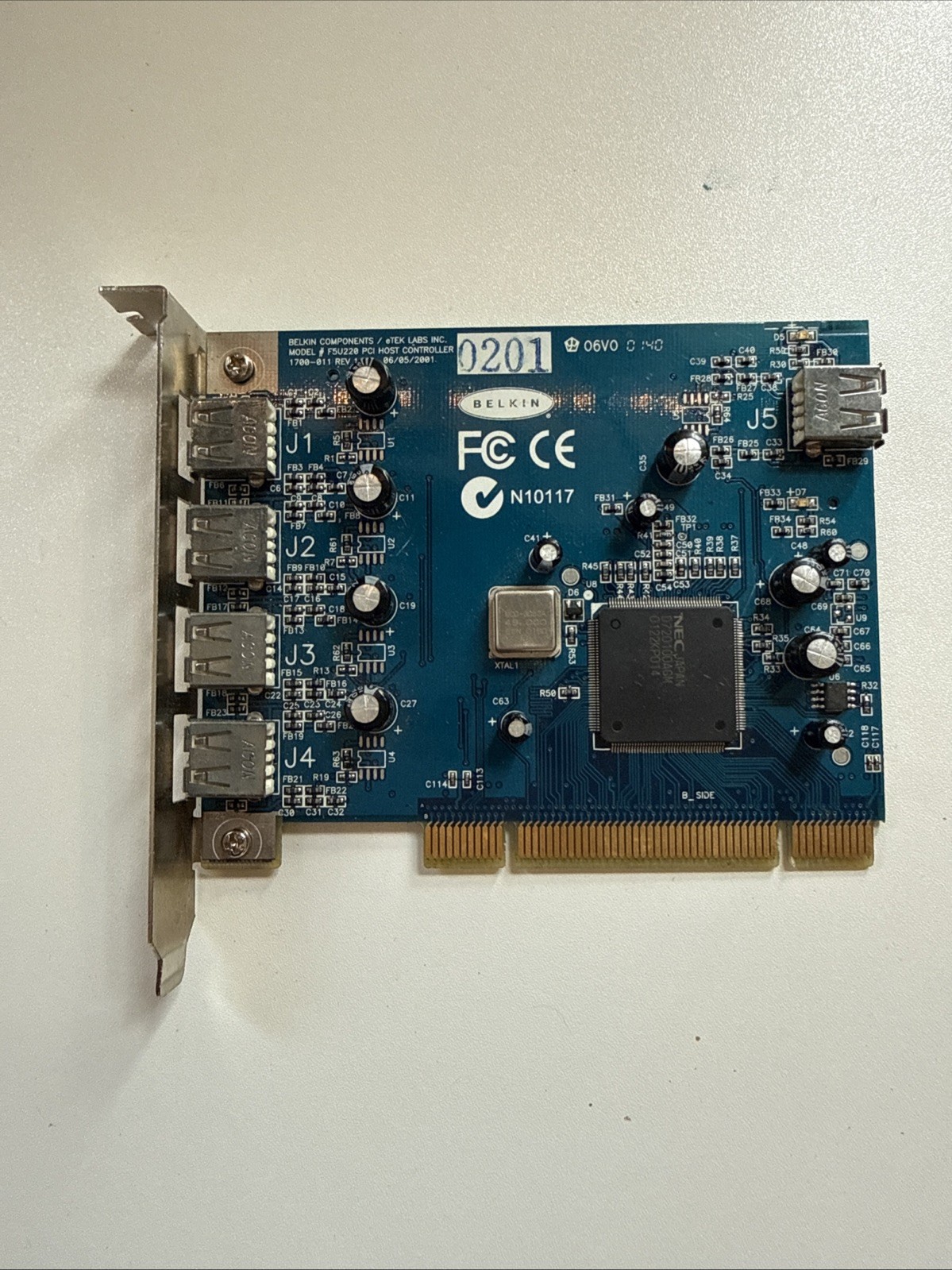 Belkin F5U220 USB 2.0 PCI Interface Card 5-Port Rev 1.5