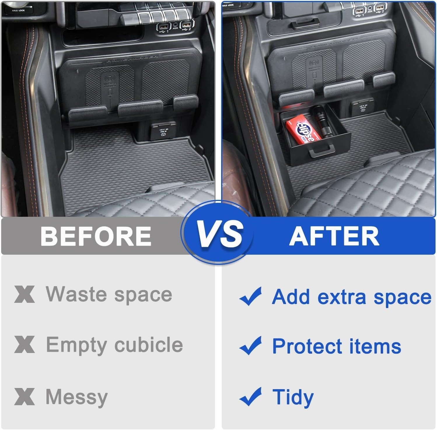 Removable Storage Drawer Tray Compatible with 2019-2026 Dodge RAM 1500 2500 3…