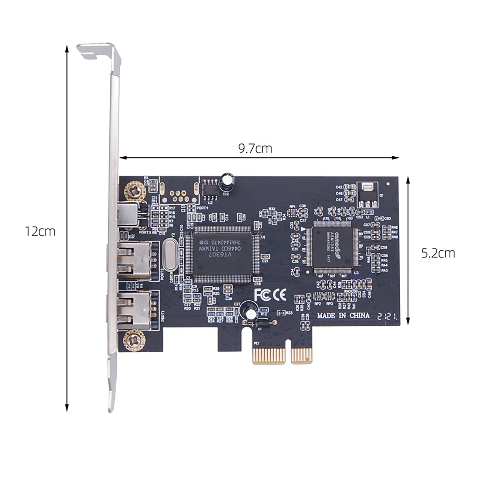 Silver+Black 3 Ports 1394A Expansion Card Accessories With Low Profile Bracket
