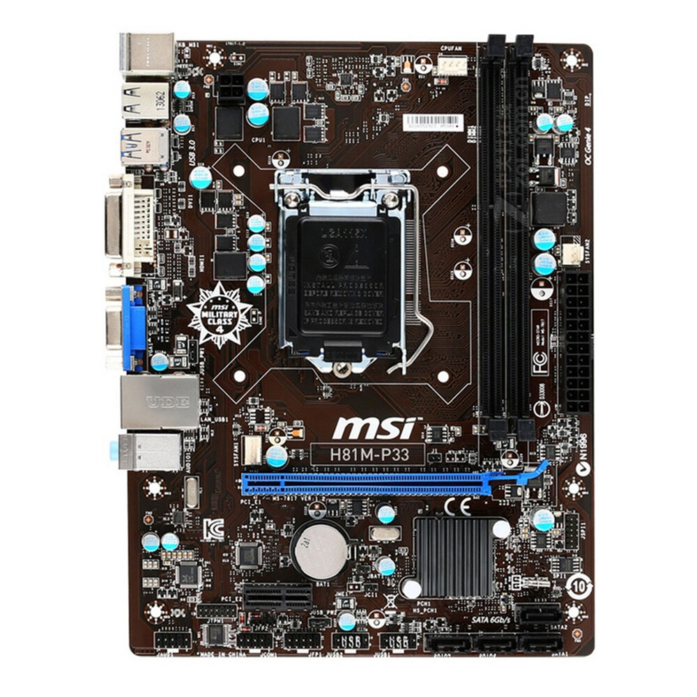 For MSI H81M-P33 Motherboard Intel H81 LGA1150 DDR3 Micro-ATX USB3.0 16GB Tested