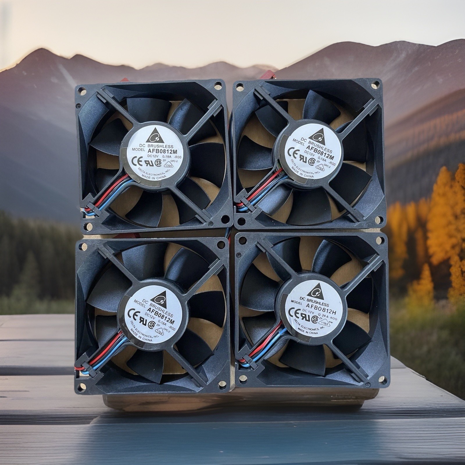 4 Pack DC Brushless AFB0812M High Power Cooling Fan 6W, 12V, 85 CFM – Black