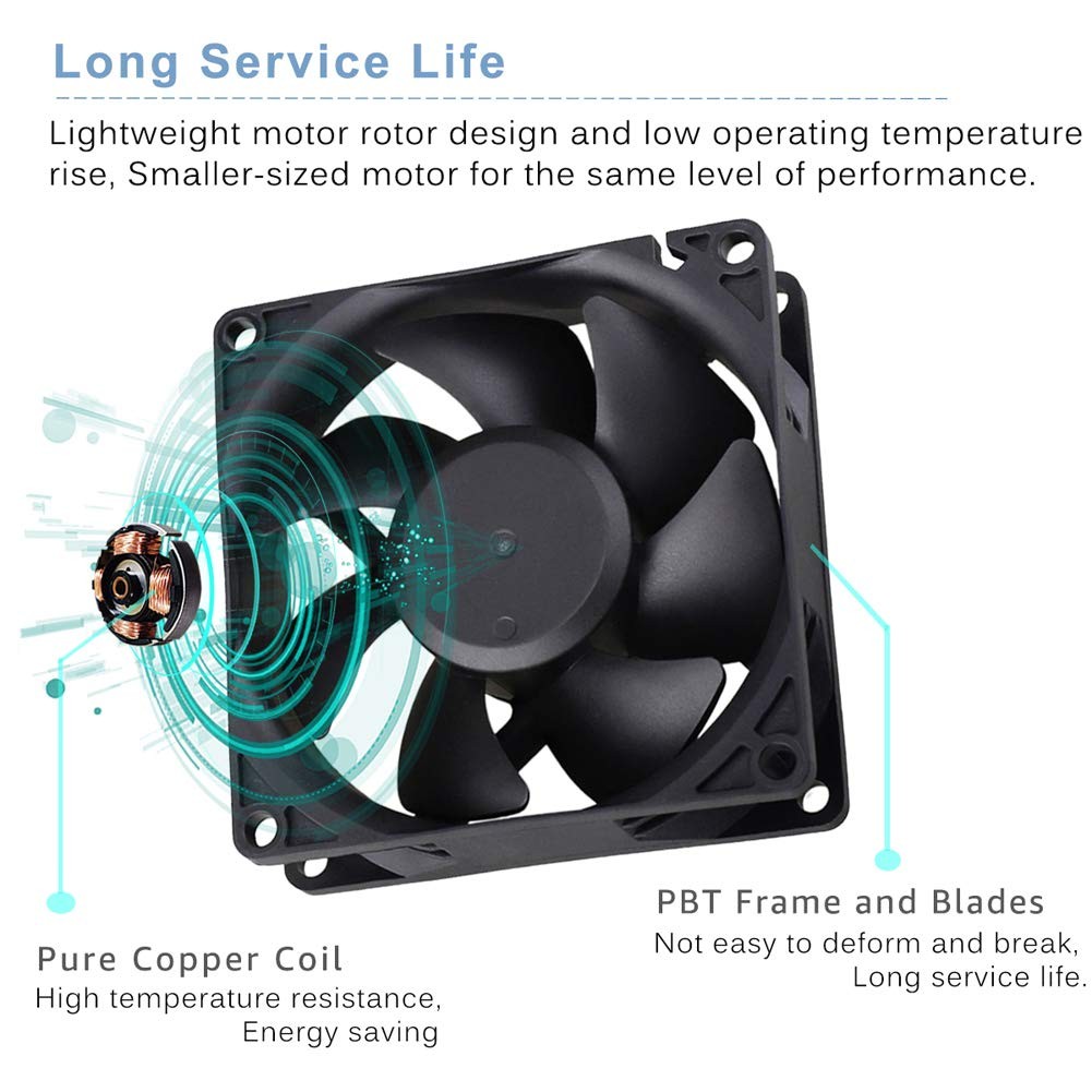 80mm AC Electronic Component Fan 110V to 240V 2800RPM Sleeve Bearing 1pc