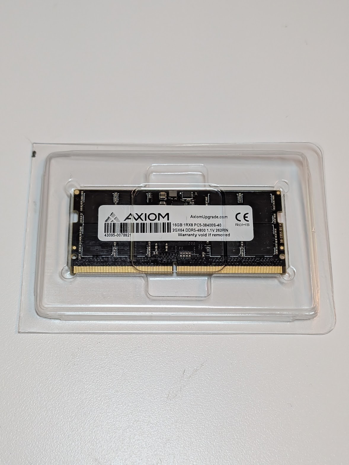 Axiom 16GB 1x16GB DDR5 4800 PC5-38400 CL40 1Rx8 SODIMM Laptop RAM