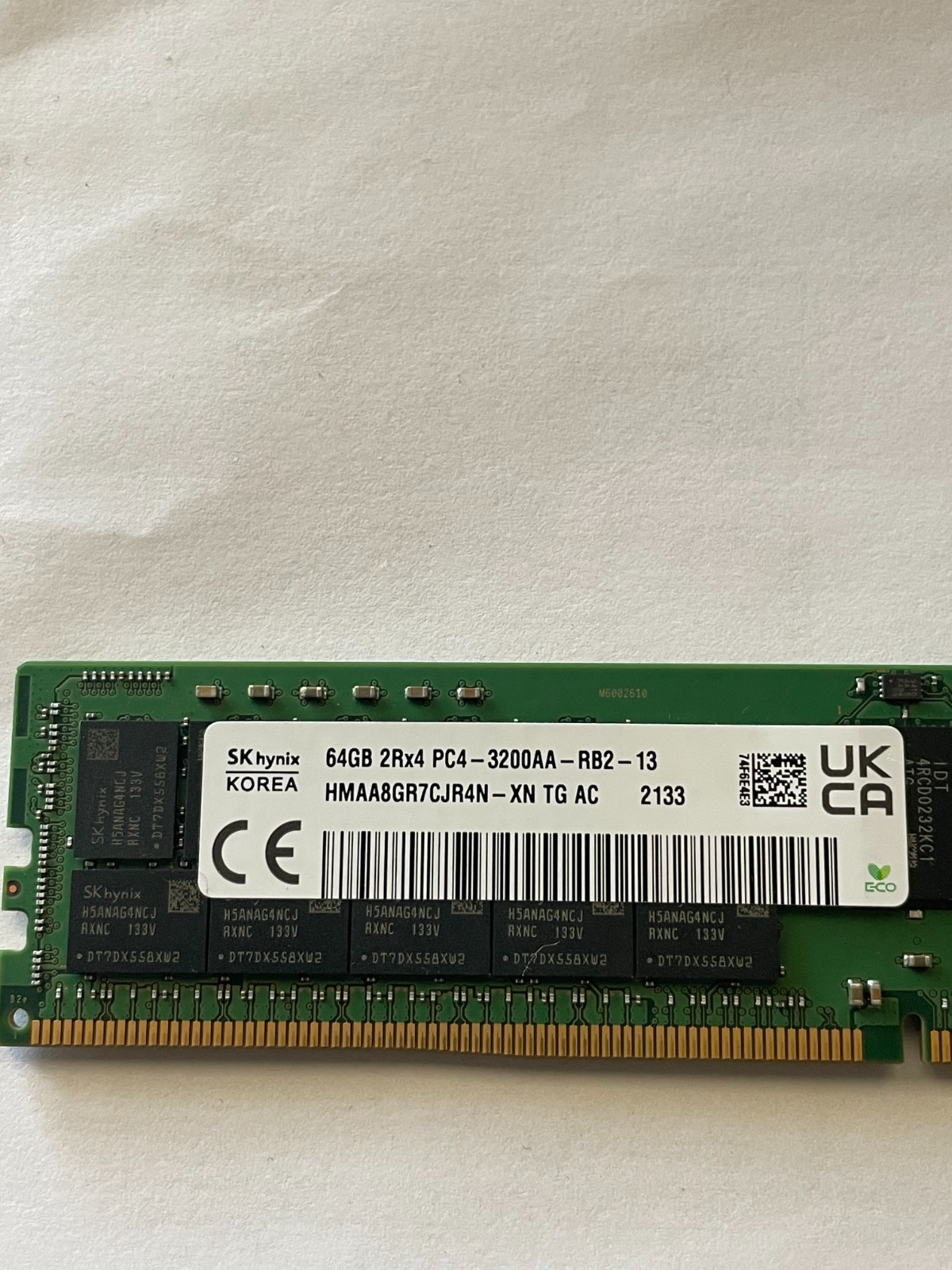 SK Hynix 64GB 2RX4 PC4-3200AA-RB2 DDR4 HMAA8GRCJR4N-XN-TG-AC 2133 Server Memory