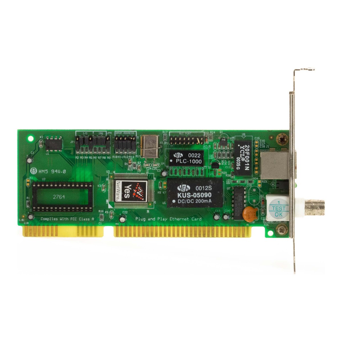 Network Card YES NETWARE KUS-05090 BNC RJ-45 10Mbps ISA
