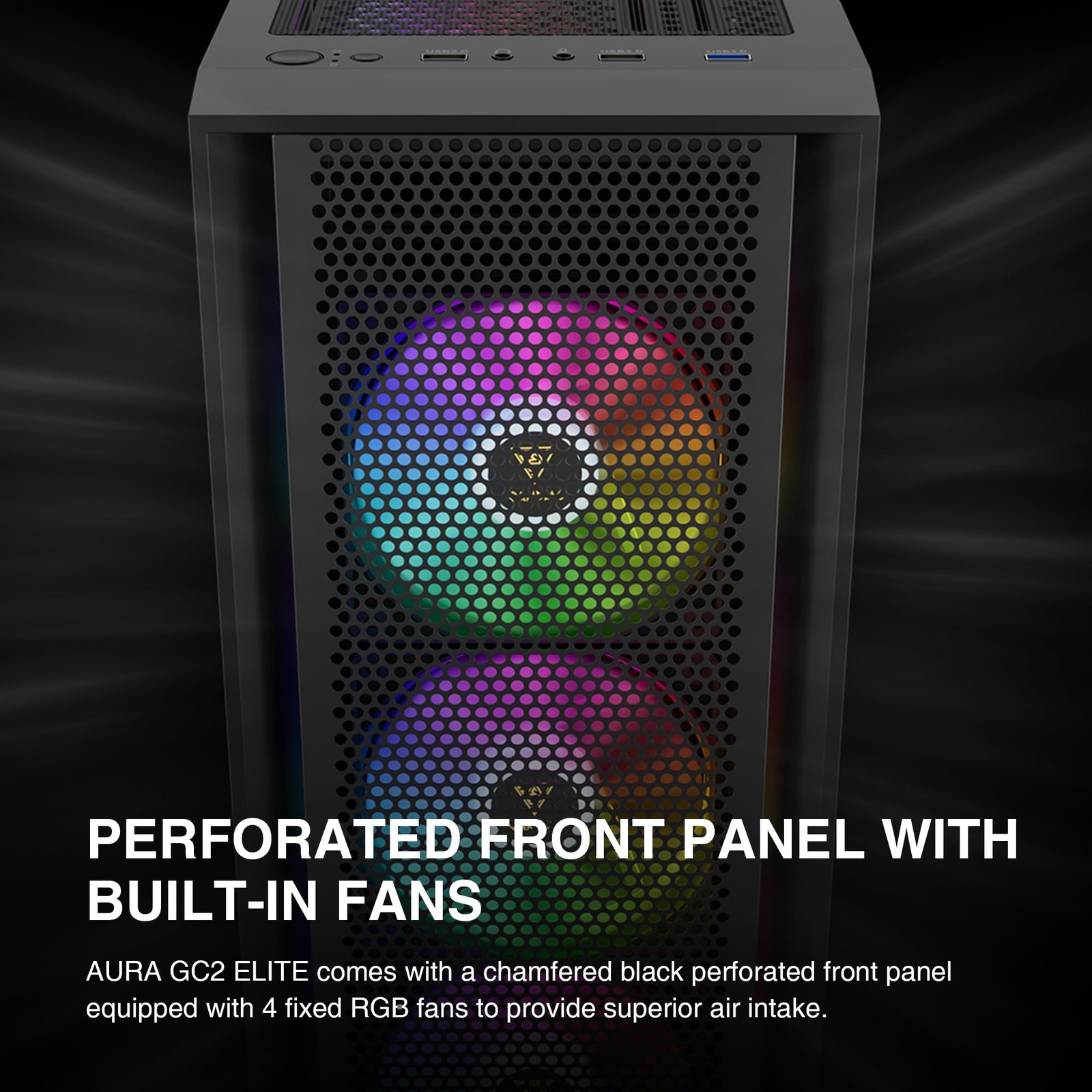 ATX Mid Tower Computer PC Case with Tempered Glass, 4X 120mm ARGB PWM Fans Ga…