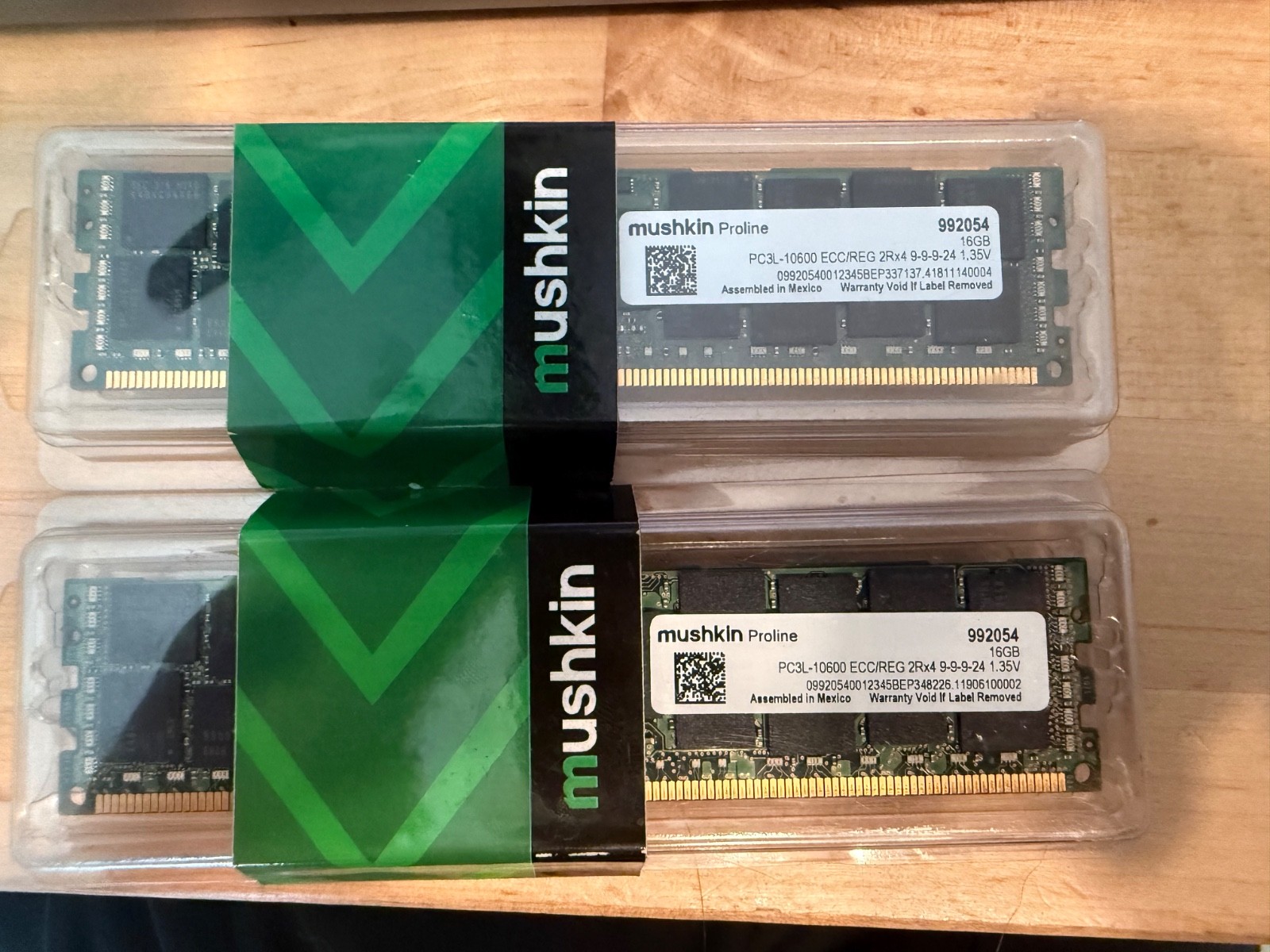 Mushkin Proline 32GB Kit 2x16GB DDR3 PC3L-10600 ECC REG Server RAM 992054