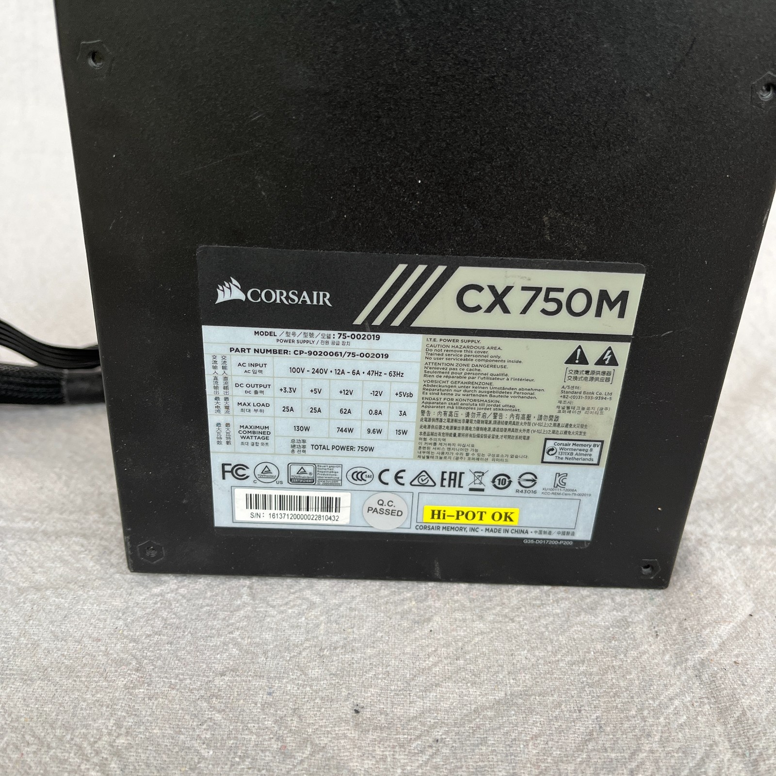 Corsair CX750M 750W Modular Power Supply – Black (CP-9020061-NA)