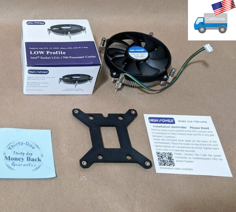 NEW HIGH POWER® Low Profile 1U/2U 4-pin PWM Fan Intel Socket LGA1700 CPU Cooler