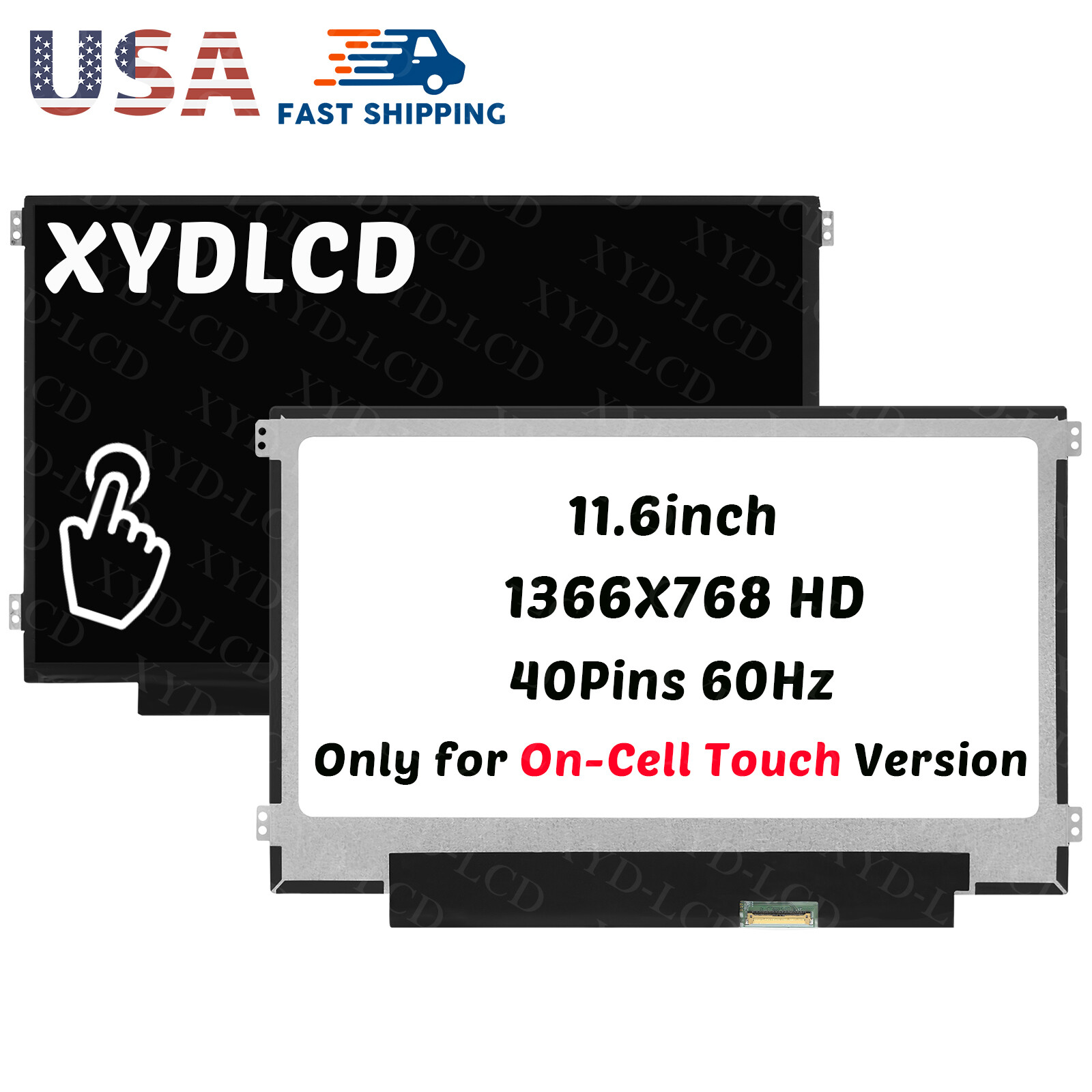 11.6in LCD LED Screen Replacement 1366X768 HD 40Pins B116XAK01.1 On-Cell Touch