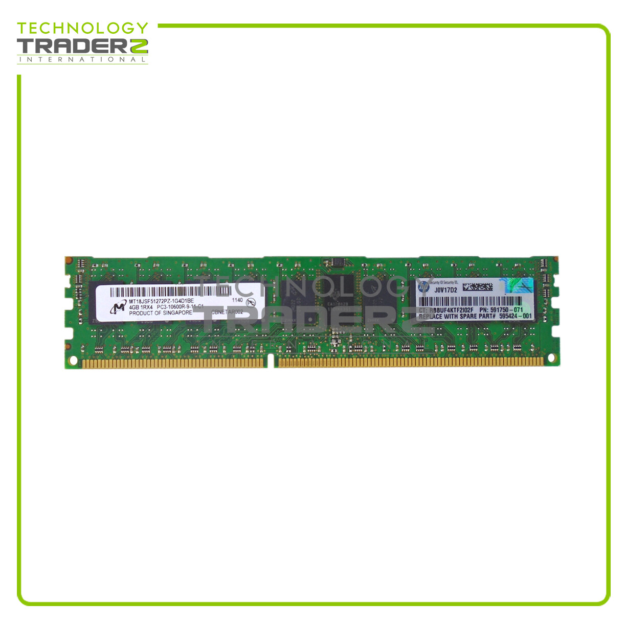 LOT OF 4 593339-B21 HP 4GB PC3-10600R DDR3-1333MHz ECC 1Rx4 Memory 591750-071