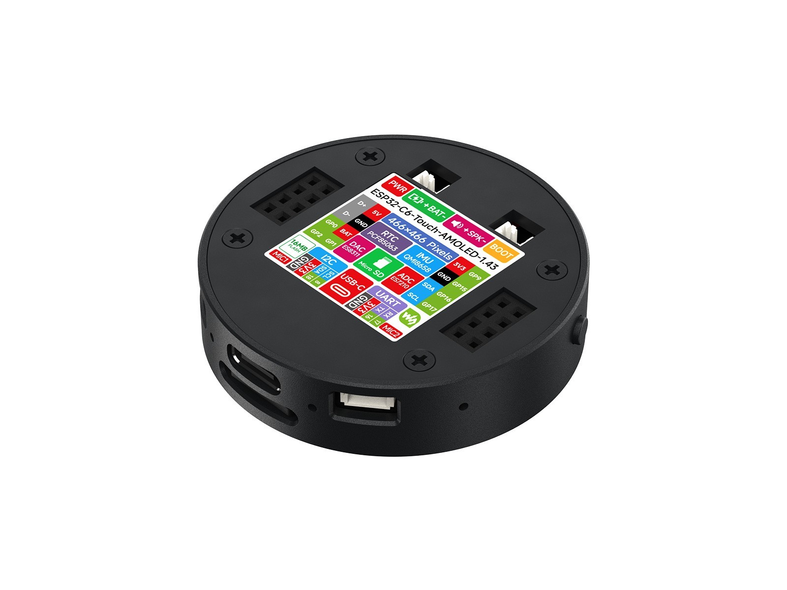Waveshare ESP32-C6 1.43inch AMOLED Round Touch Display Development Board 160MHz