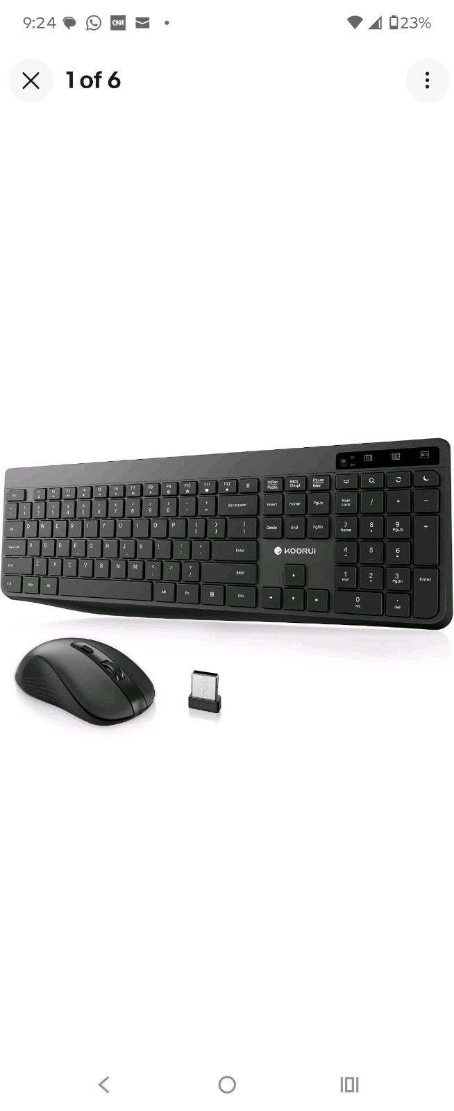 Wireless Keyboard and Mouse Combo,KOORUI 2.4G Silent Full Size Ergo… Fast Ship