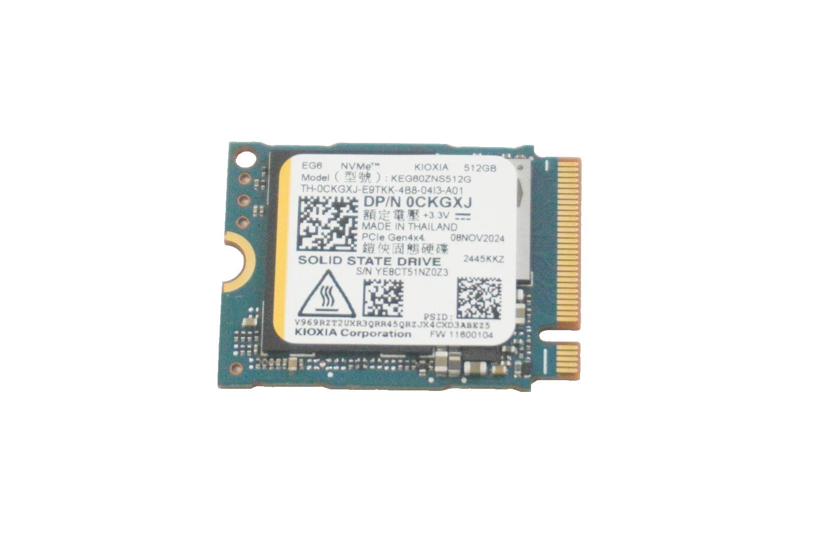 KEG60ZNS512G Kioxia EG6 512GB NVMe PCIe Gen4x4 M.2 2230 SSD Drive