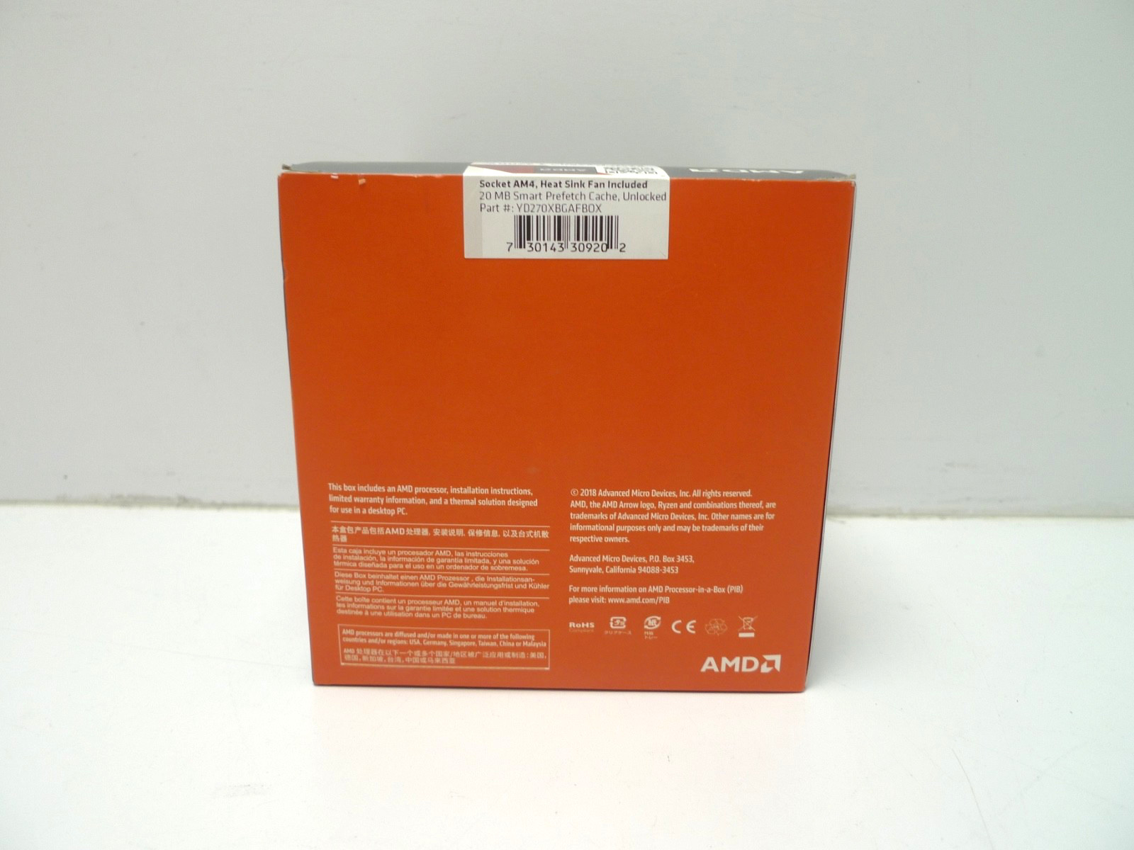AMD Ryzen 7 2700X 8-Core 16-Thread 3.7GHz CPU & Thermal Solution | New