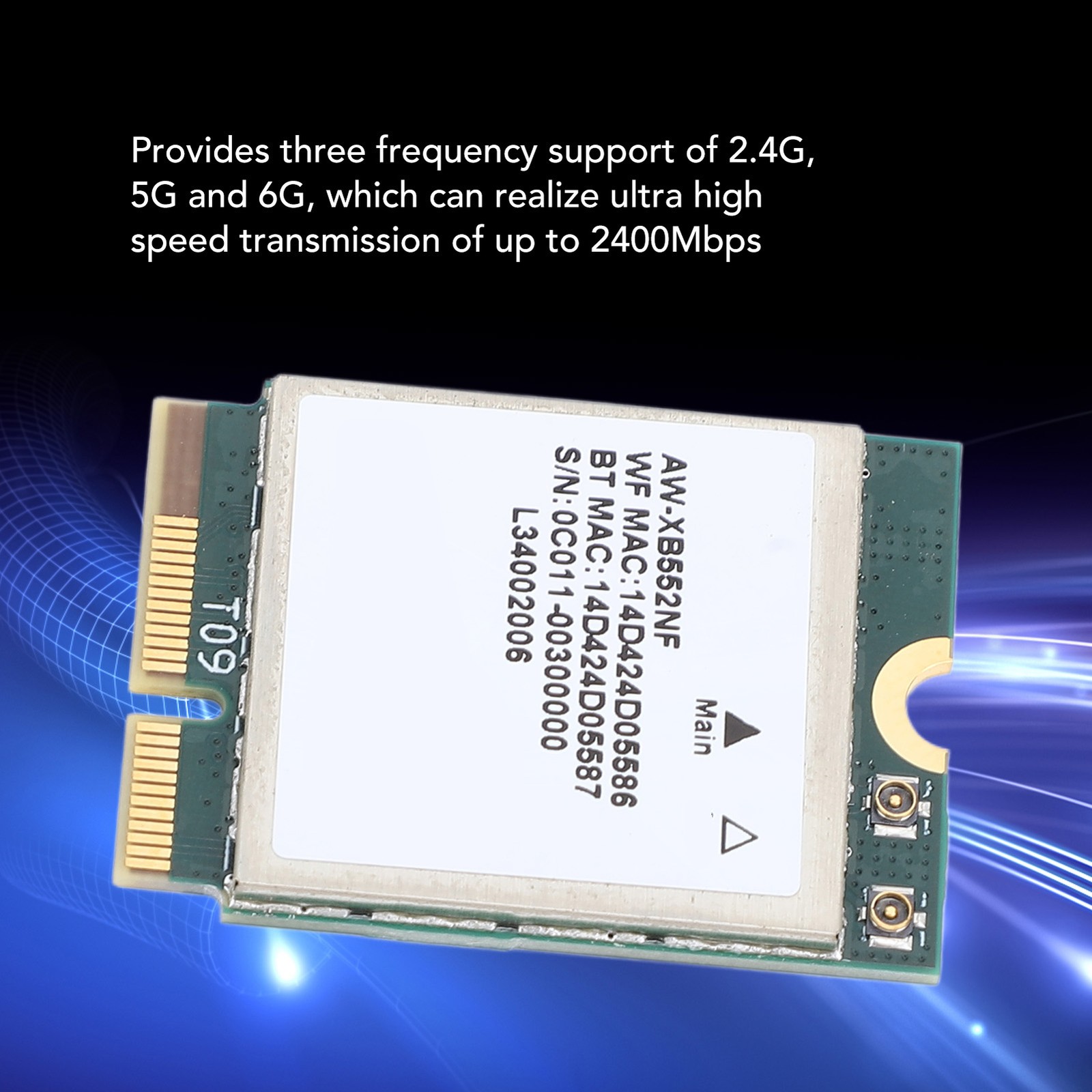 MT7902 Wireless Network Card Module 2400Mbps 2.4GHz 5GHz 6GHz Band Blue HOFA