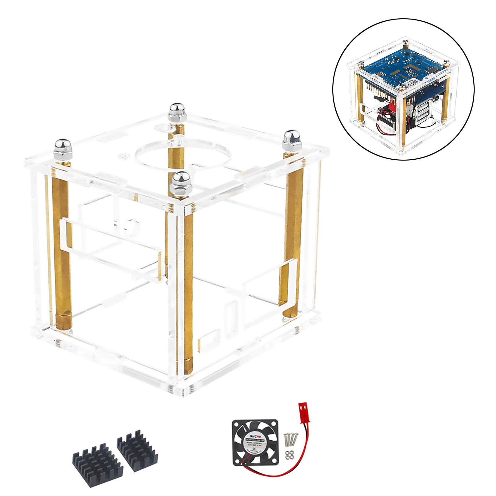 Acrylic Enclosure Clear Shell Case Kit W/ Cooling Fan For Orange Pi Zero 3 Parts