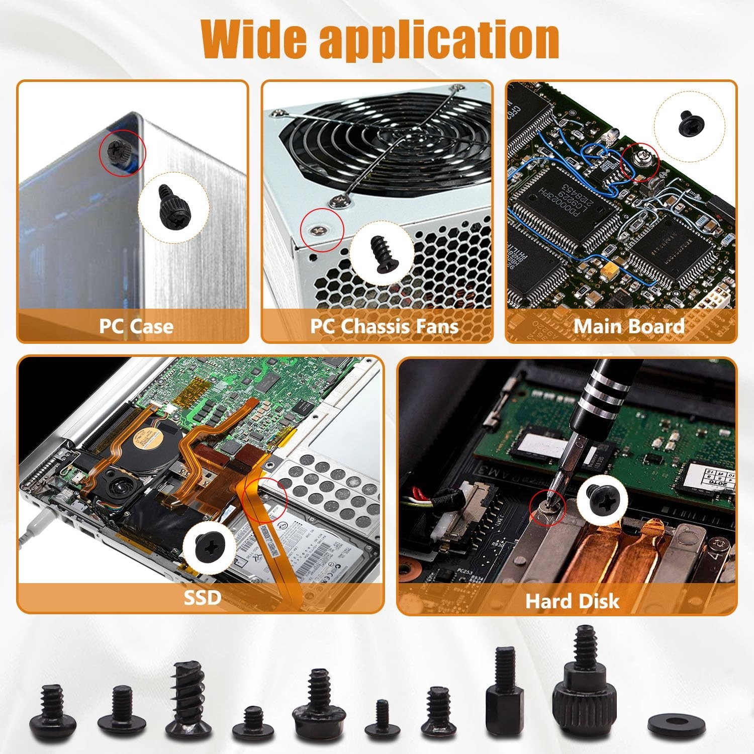 Computer Screws Motherboard Standoffs, PC Case, Fan, SSD, CD-ROM Screws for D…