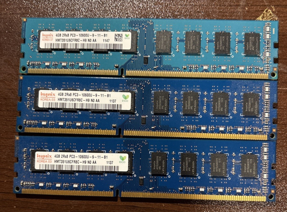 Hynix 12GB (3x4GB) (DDR3-1333) PC3-10600 Memory (HMT351U6CFR8C-H9)