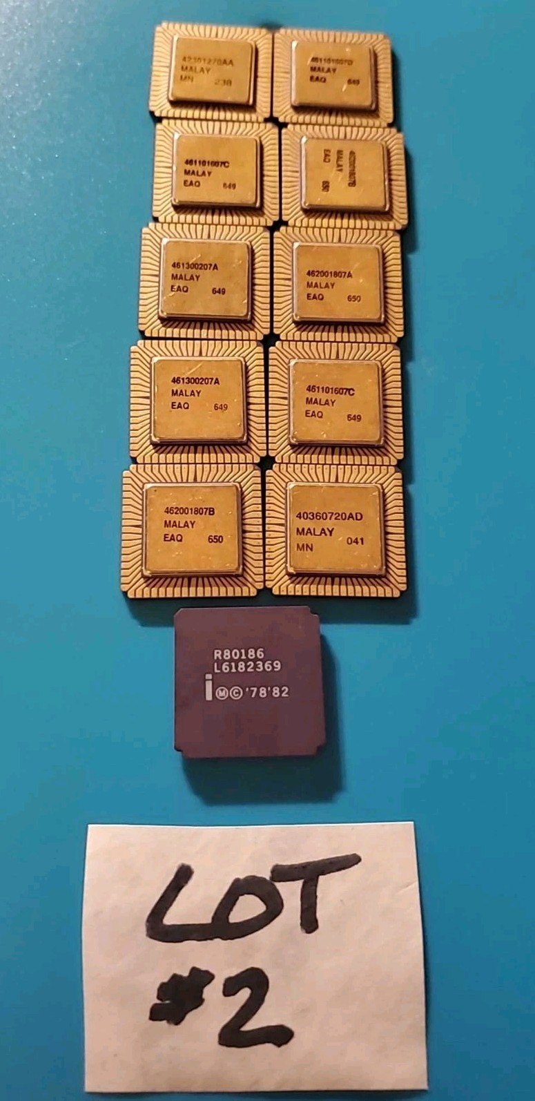 11 CPU Intel i186, R80186 Gold Cap, 68 Leg, 1978-82 Ceramic, Gold Scrap Refining