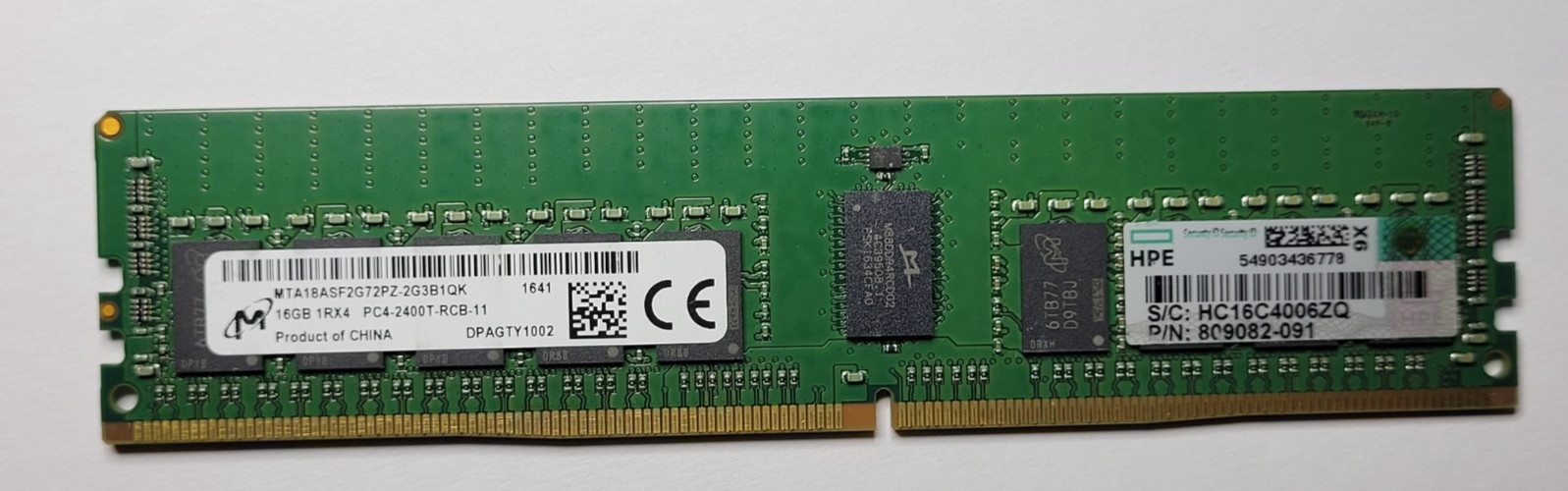 MICRON 16GB MTA18ASF2G72PZ-2G3B1 1RX4 ECC REG PC4-2400T RAM HPE 809082-091 USA