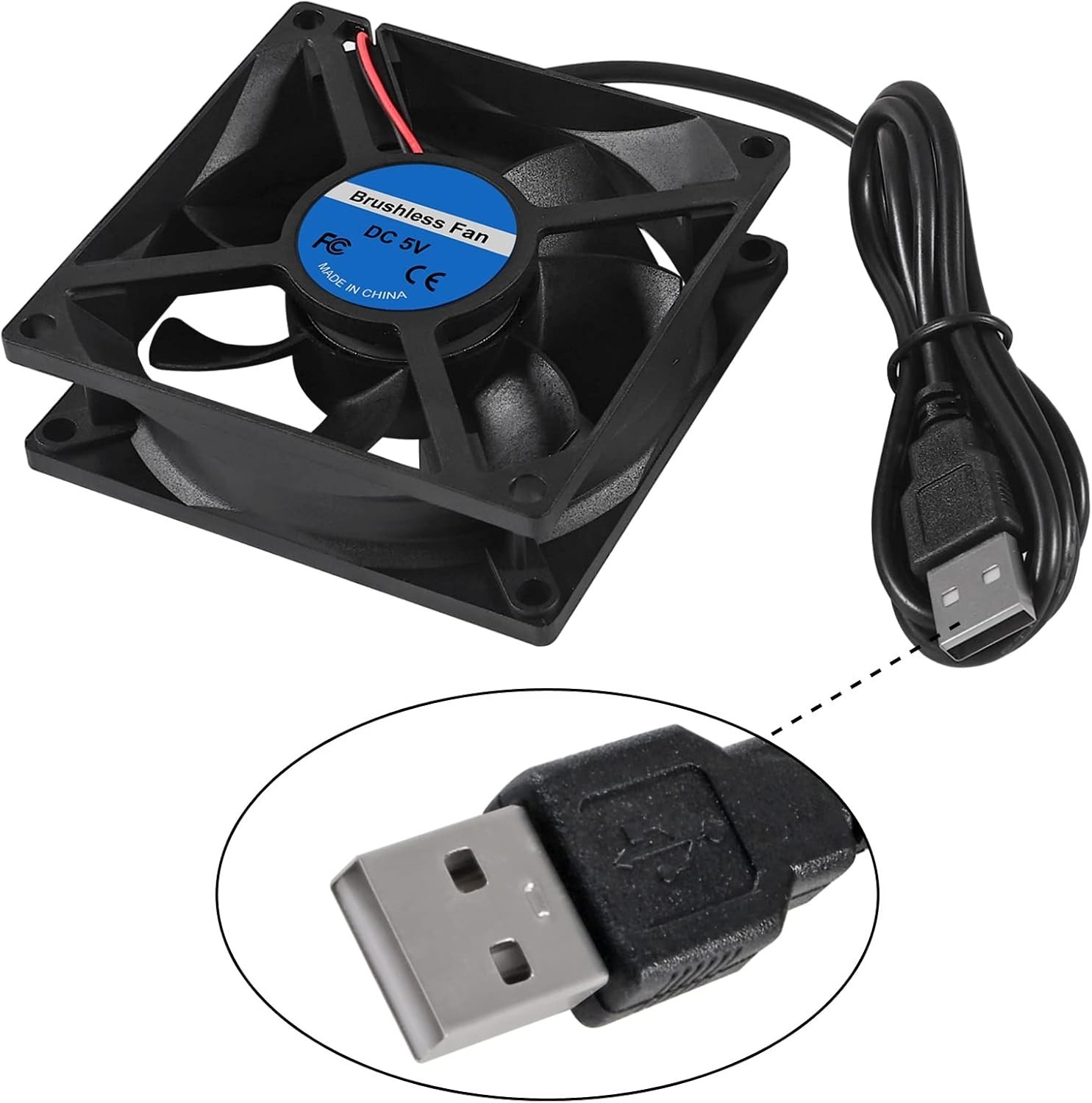 2PCS 80mm Brushless DC 5V USB Cooling Fans – Low Noise & High Performance